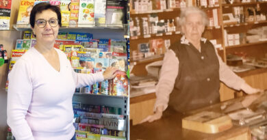 Trafikantin Eva Zatschkowitsch arbeitet heute noch in der Familientrafik. Das rechte Bild zeigt ihre Oma.© privat