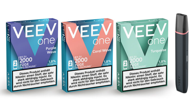 Zum Markstart von Veev gibt es die Starterkits von Purple Wave (Blue Raspberry), Coral Wave (Watermelon) und Turquoise (Blue Mint) © PMAT